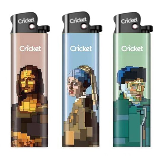 Cricket Original "Fine Art" aanstekers Display (50 stuks)