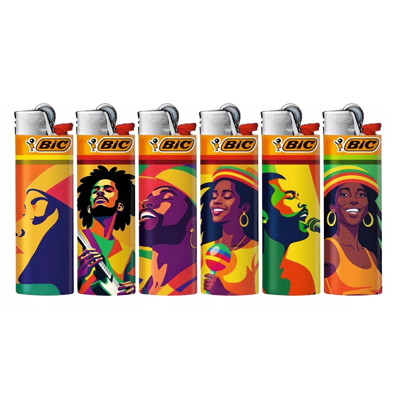 BIC® Maxi J26 aanstekers – Reggae Vibes – Display (50 stuks)