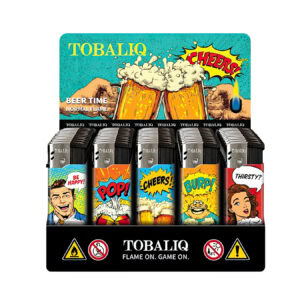 TobaliQ Elektronische Navulbare Aanstekers 'Beer Time' Display (50 stuks)