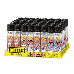Clipper Classic Large Aanstekers "Funny Cupid" Display 48 stuks