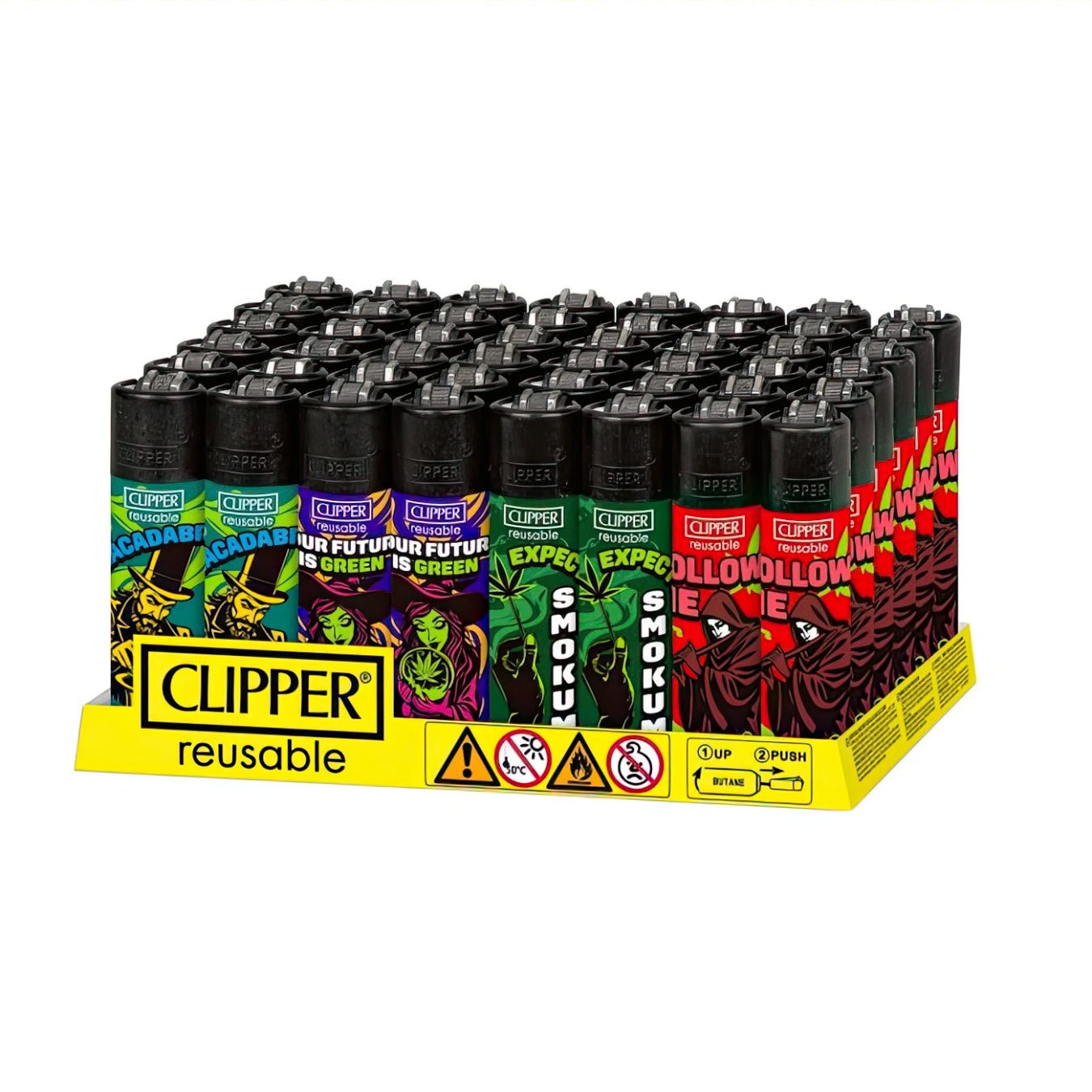 Clipper Classic Large Aanstekers “Enchanted Smoke” Display 48 stuks